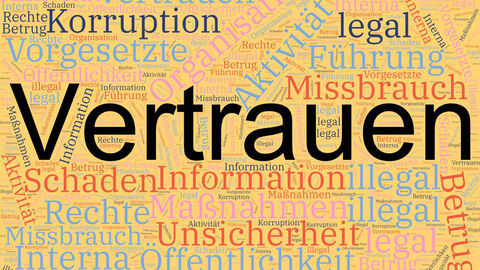 Wortwolke Vertrauen zum Hinweisgeberschutzgesetz