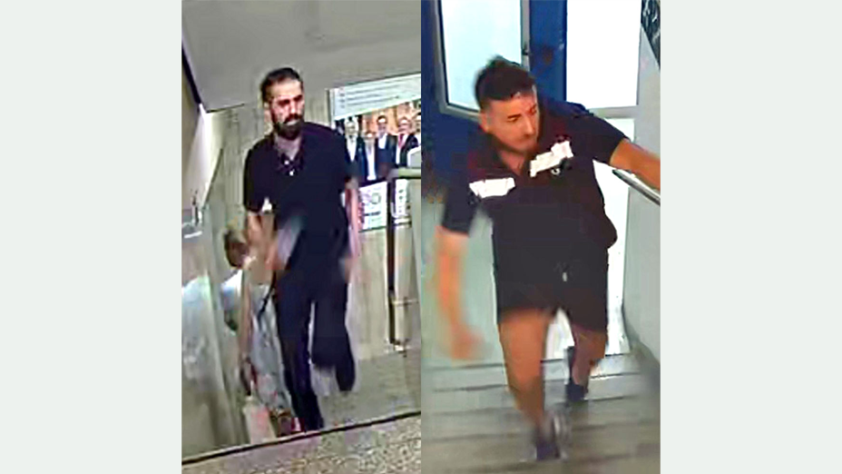 Unbekannte Täter 1 und 2 im Treppenhaus