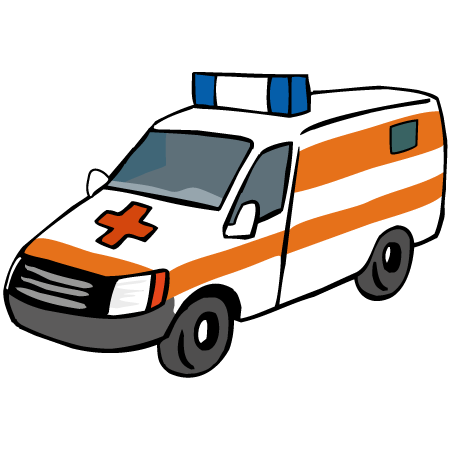 ein Wagen mit medizinischer Rettungs-ausrüstung und Blaulicht